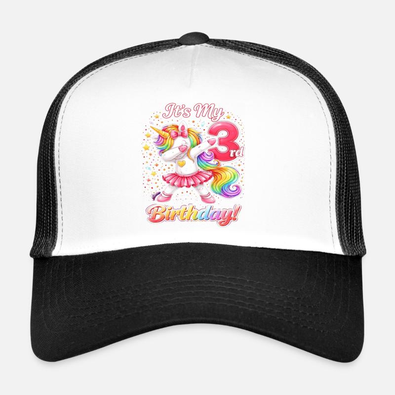 Third Birthday Unicorn Rainbow Trucker Cap