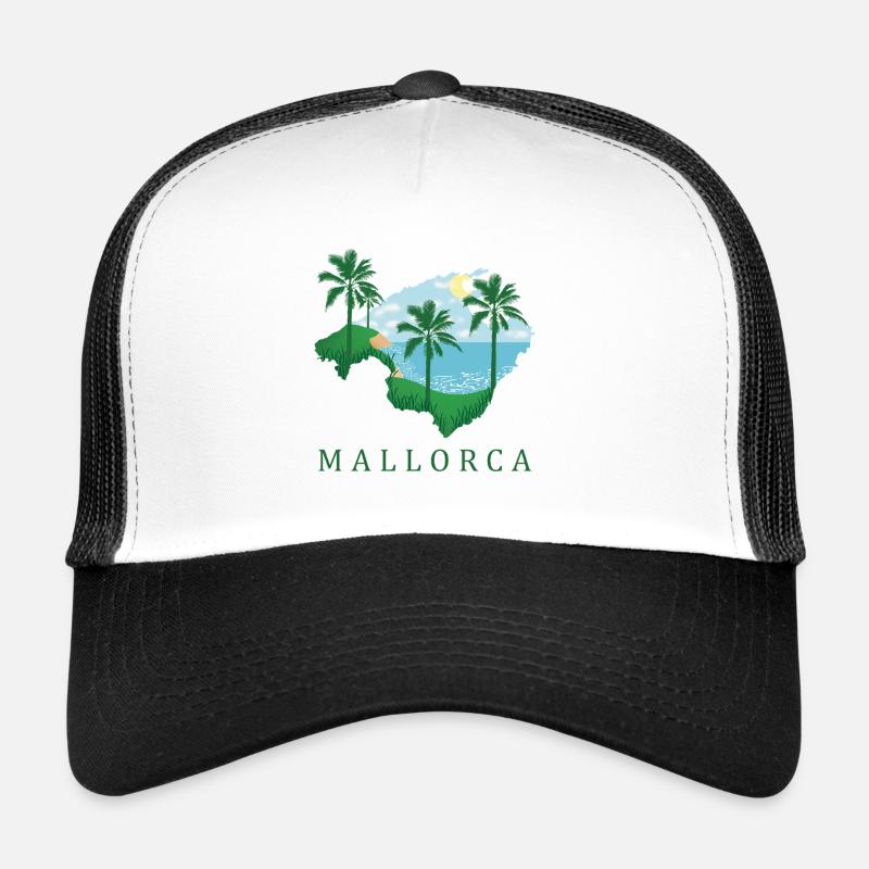 Coucher de soleil de l’île Palmier de Majorque Casquette trucker 