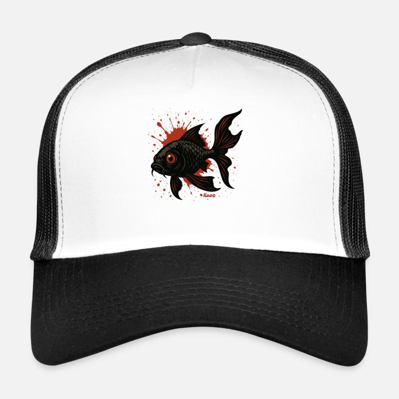 Koi Splatter: Black Fish Trucker Cap