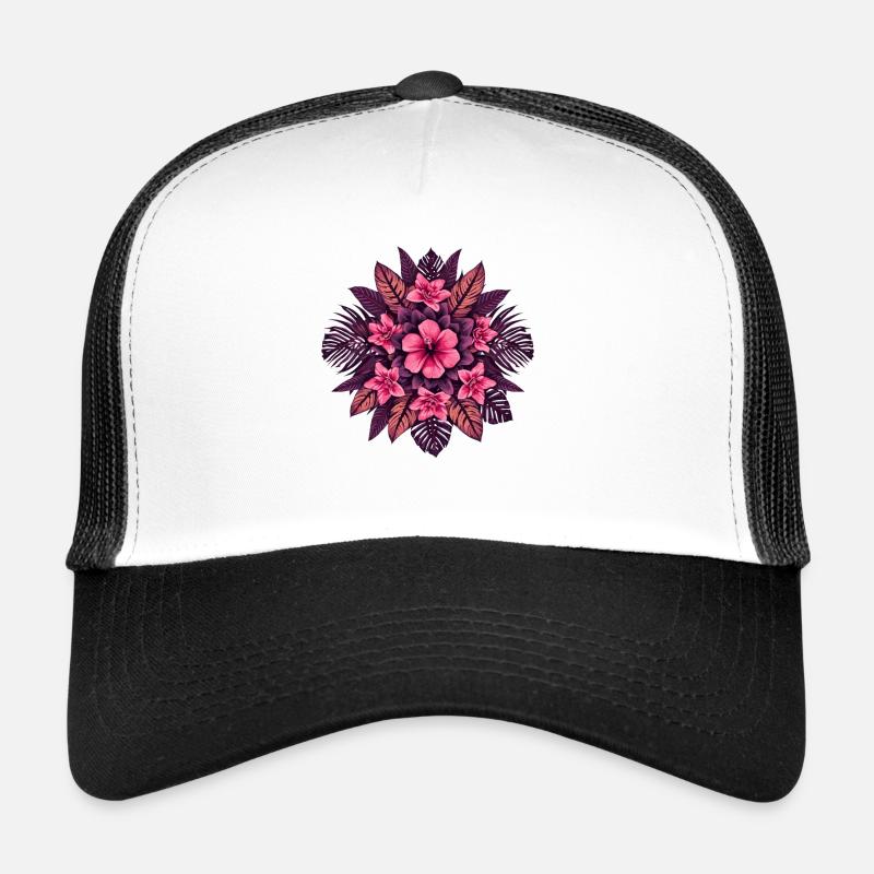 Mandala de fleurs roses en violet Casquette trucker 
