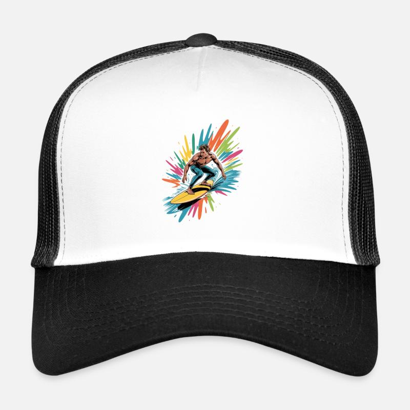 Bunter Surfer Wasserfarben Spritzer Graffiti - Trucker Cap - Weiß/Schwarz