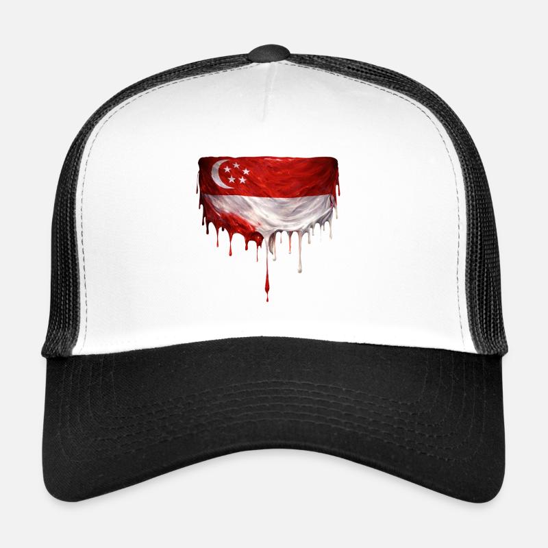 Singapore Flags Dripping Art Trucker Cap