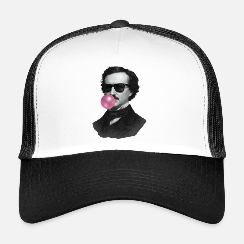 Edgar Allan Poe avec du chewing-gum et des lunettes de soleil Casquette trucker 