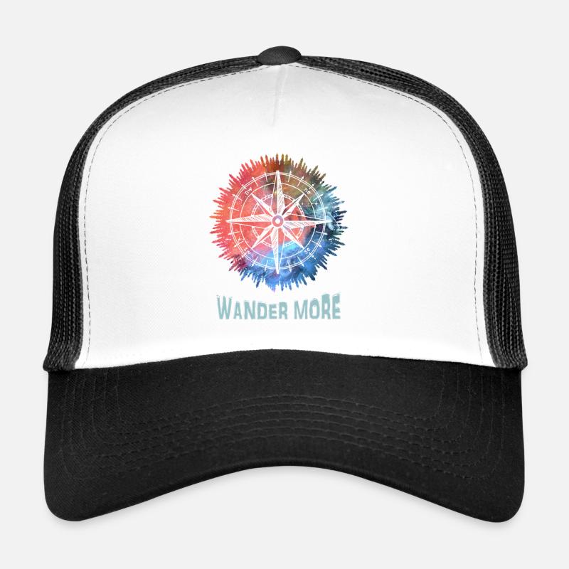 Wander More Compass Tie-Dye - Trucker Cap - white/black
