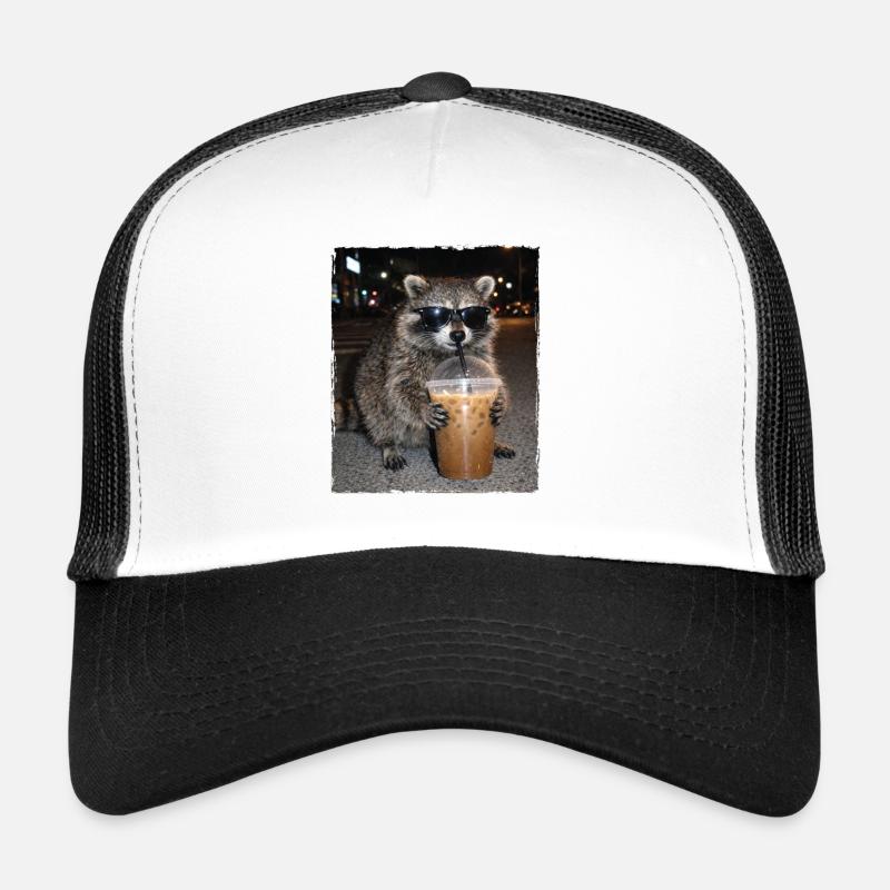 Waschbär-Eiskaffee-Chaos Koffein-Meme-Humor Trucker Cap