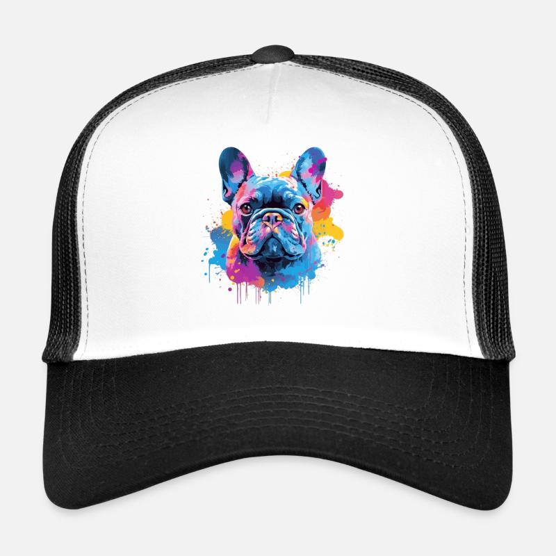 Art éclaboussuré de chien bouledogue français Coloré Casquette trucker 