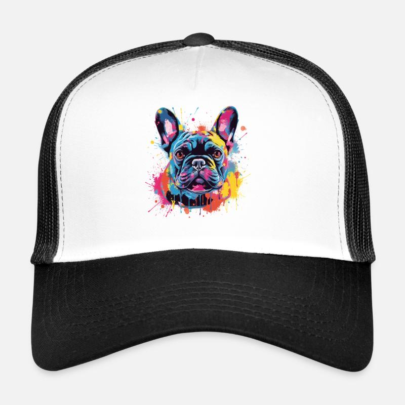 Art coloré de chiens bouledogues français Casquette trucker 