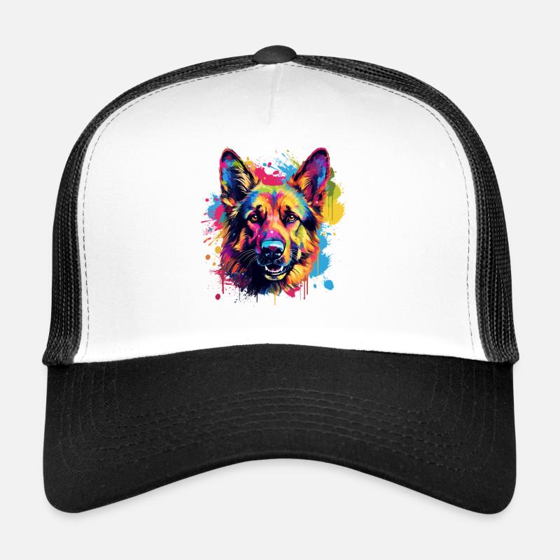 Art éclaboussuré de berger allemand coloré Casquette trucker 