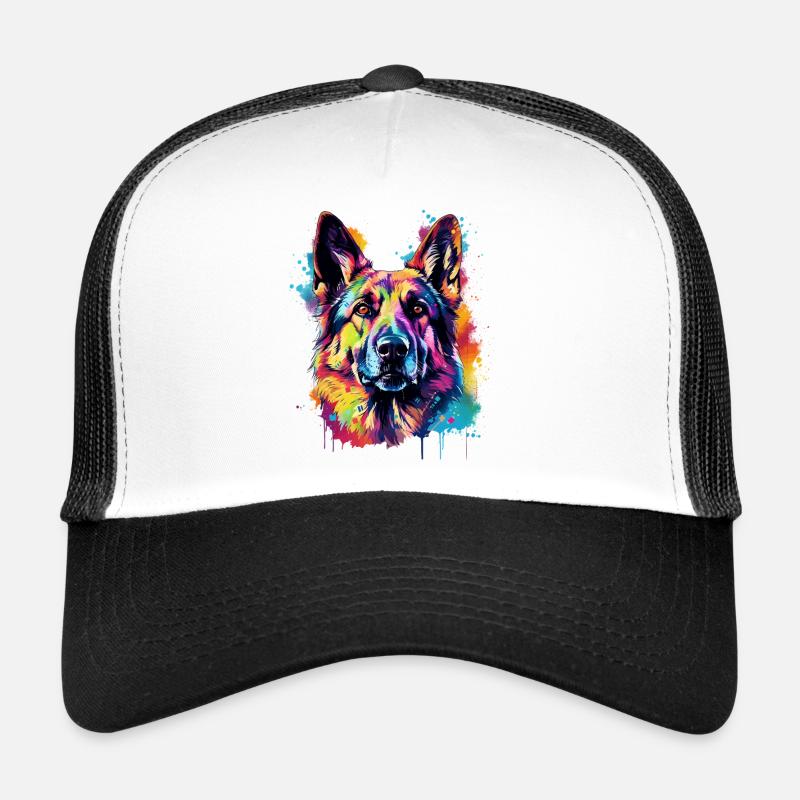 Bunte Deutscher Schäferhund-Splash-Art Trucker Cap