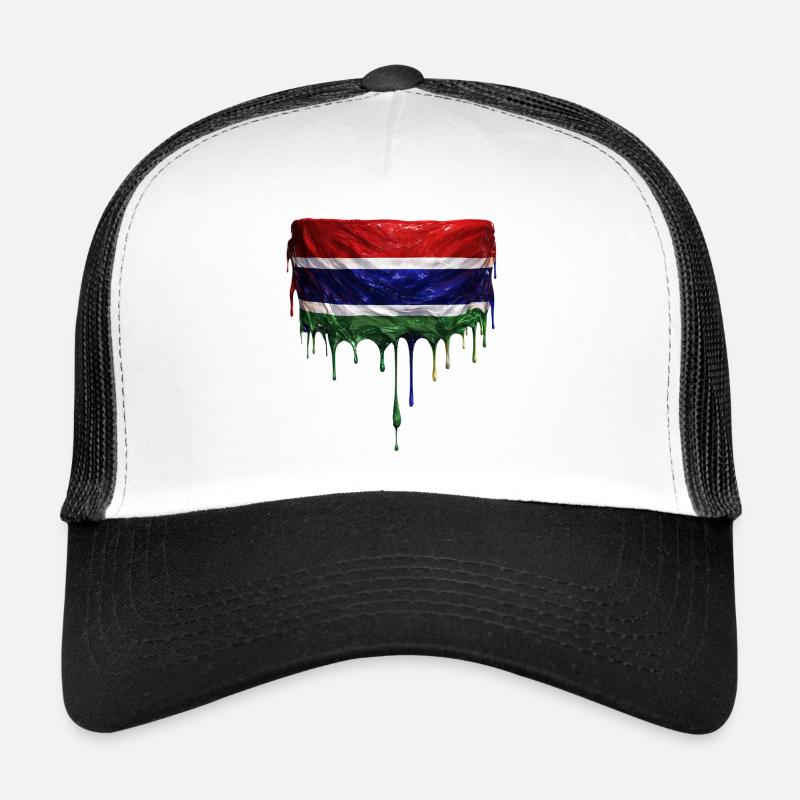 Drapeau de la Gambie dans l’art de la goutte Casquette trucker 