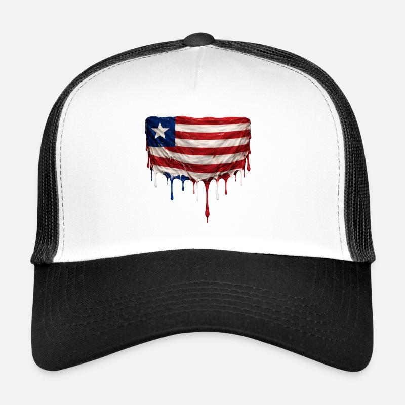 Liberia Flag in Drop Art Trucker Cap