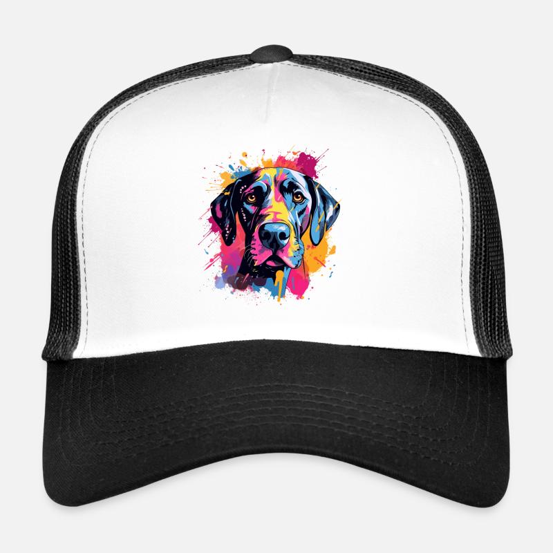 Art éclaboussuré de chien dogue allemand coloré Casquette trucker 
