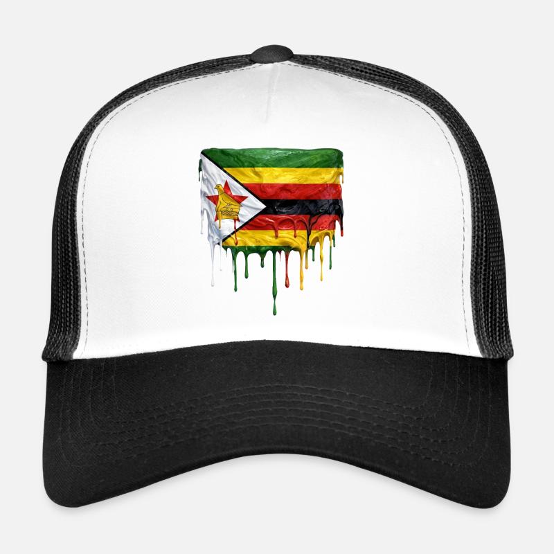 Zimbabwe flag with dripping paint Trucker Cap