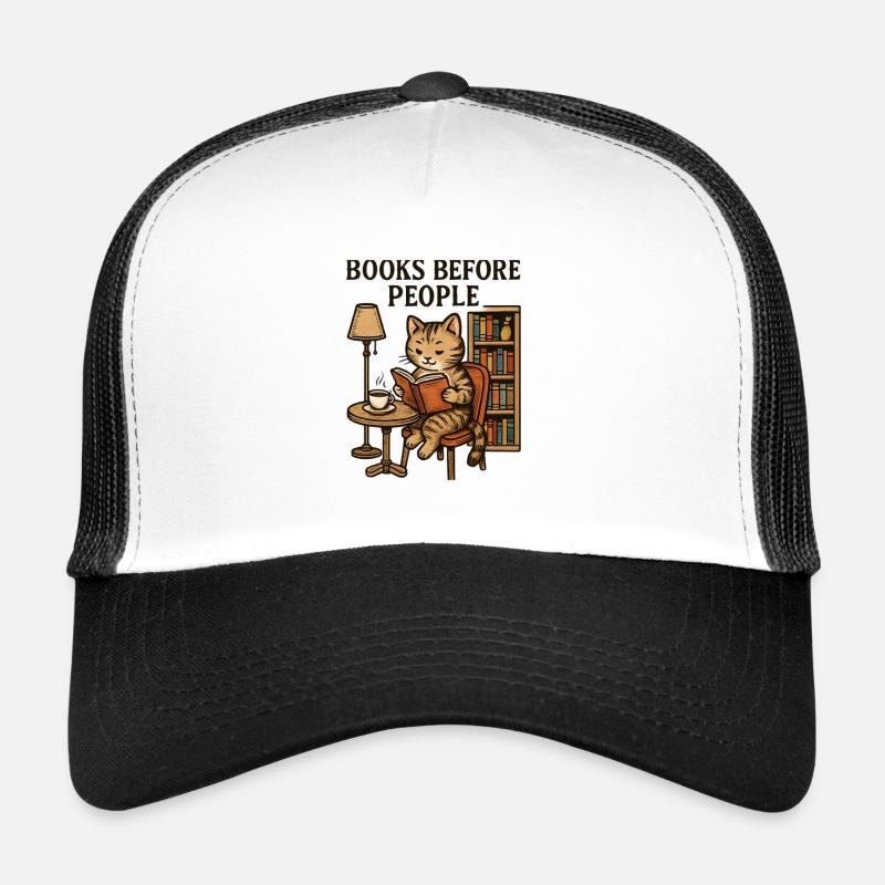 Des livres devant les chats cafés Casquette trucker 