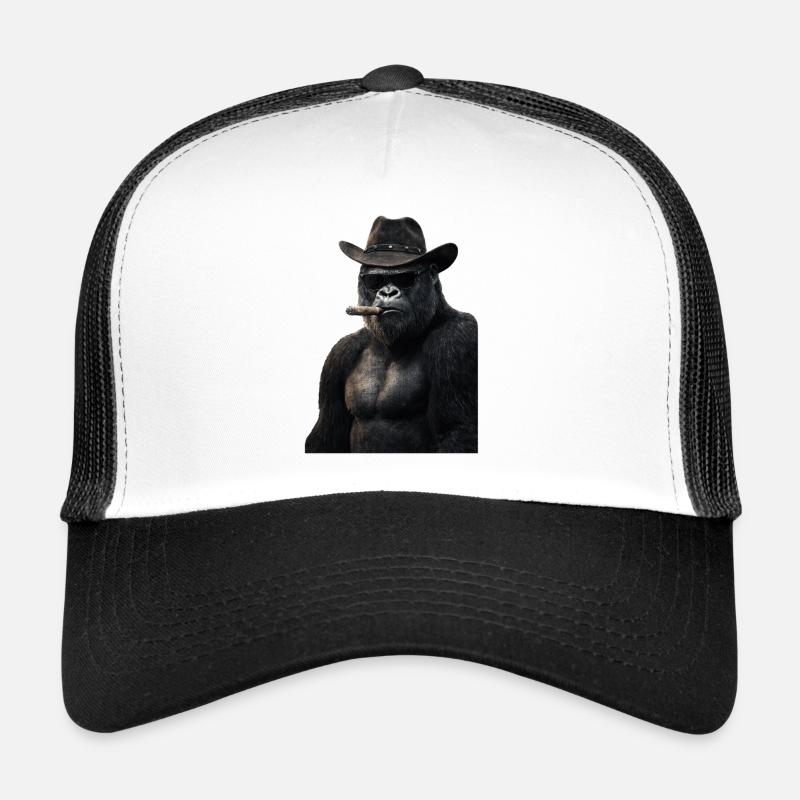 Gorilla mit Hut, Sonnenbrille und Zigarre Trucker Cap