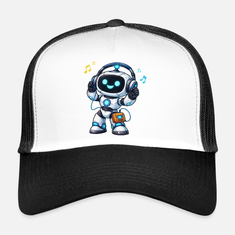Space robot DJ with headphones Trucker Cap