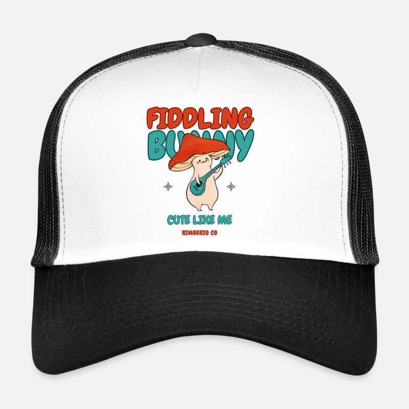 Violon du Lapin Champignon Magique - Casquette trucker  - blanc/noir