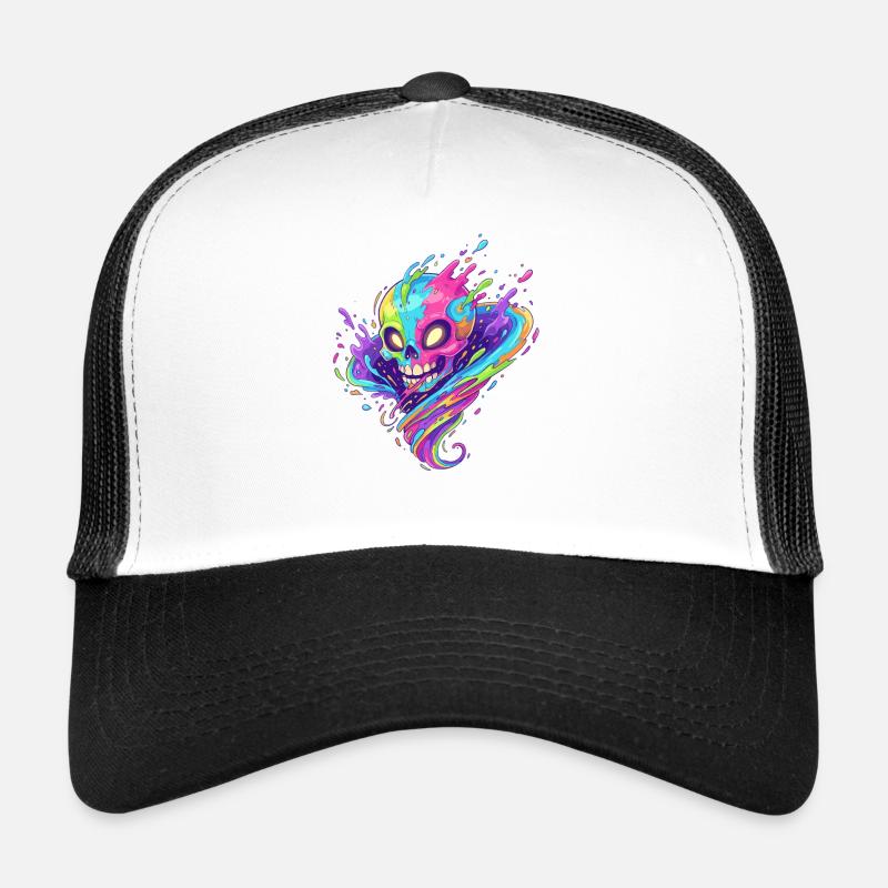 Neon Skull Color Buzz Trucker Cap