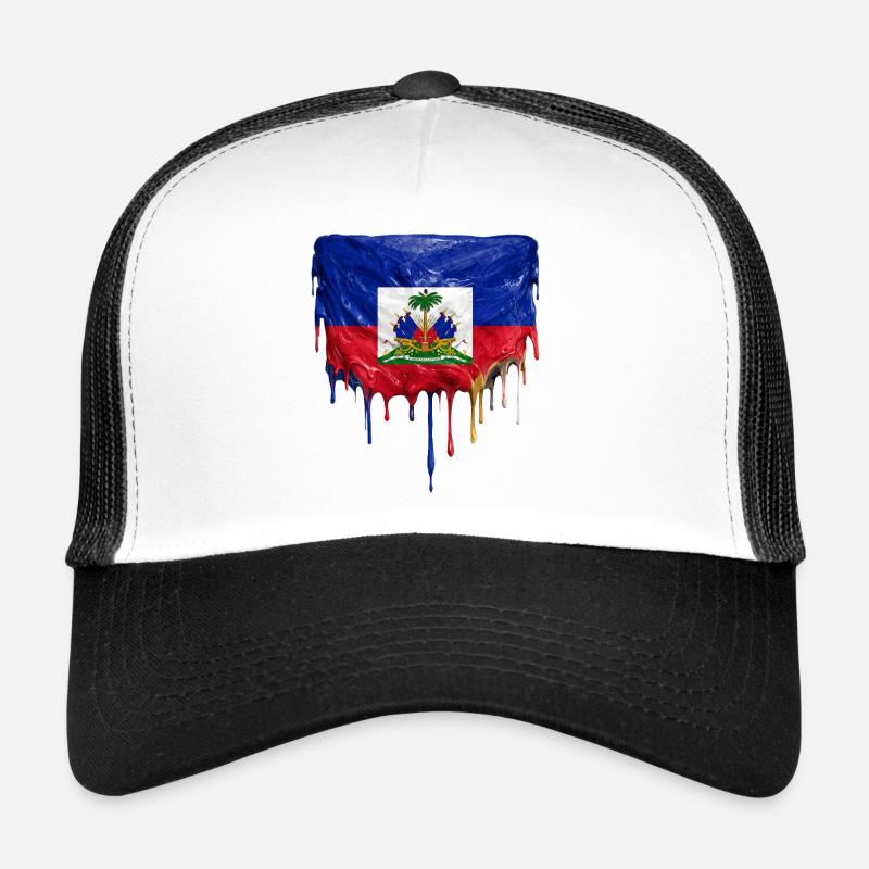 Drapeau haïtien avec une peinture laque fluide Casquette trucker 