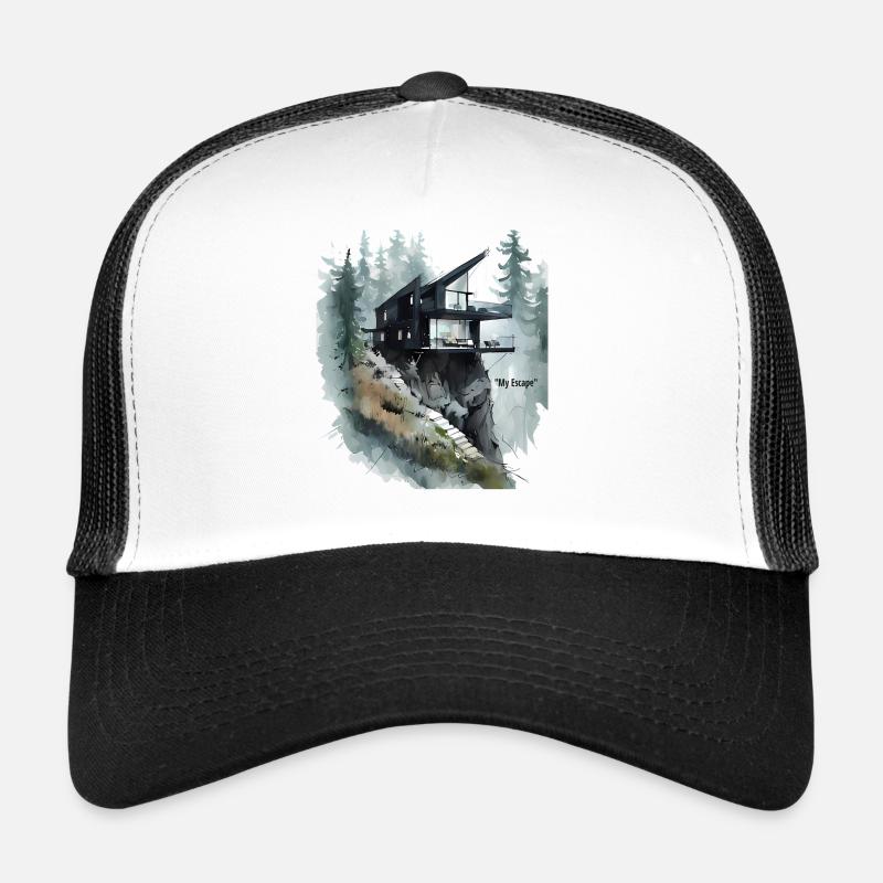 Klippen-Glashaus-Flucht - Trucker Cap - Weiß/Schwarz