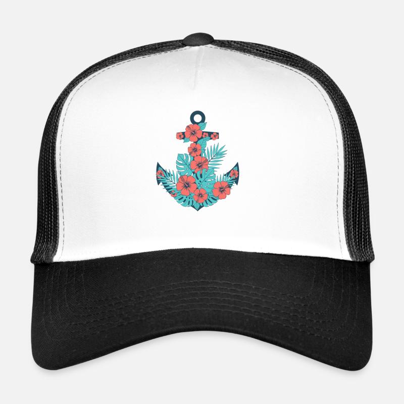 Tropical Hibiscus Anchor Trucker Cap