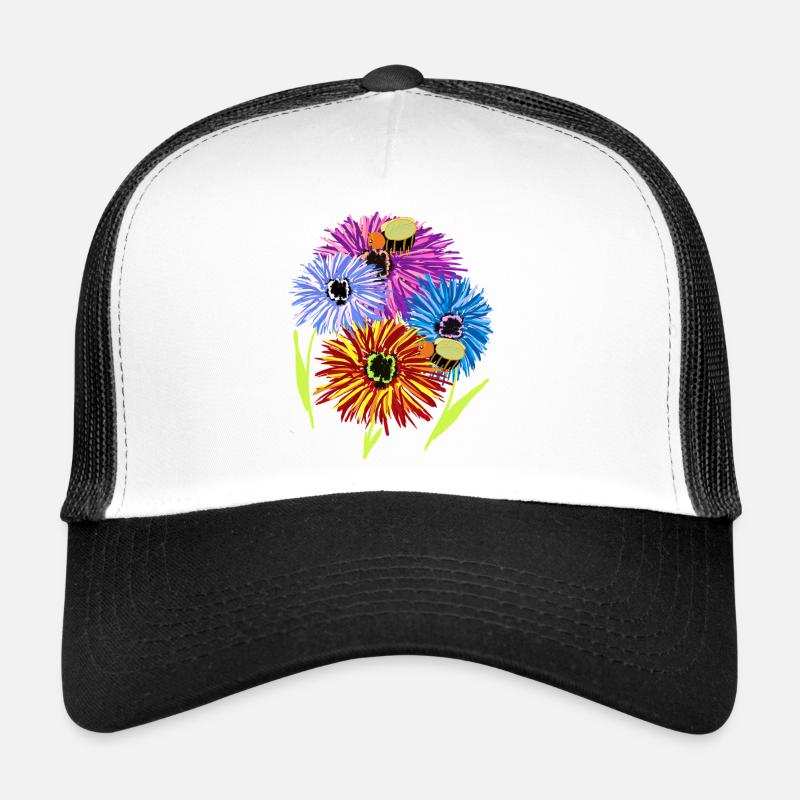 Retro Sommer Blumen Bienen Trucker Cap