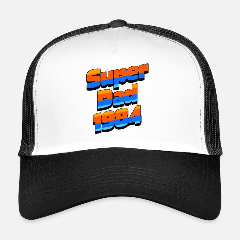 Super Dad 1984 – Retro 80s Style Vatertag Geschenk - Trucker Cap - Weiß/Schwarz