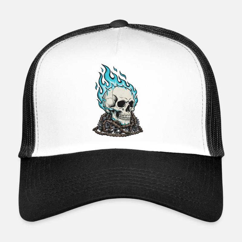 Motorcycle Biker V-Twin Motor Skull Skull Rocker Trucker Cap