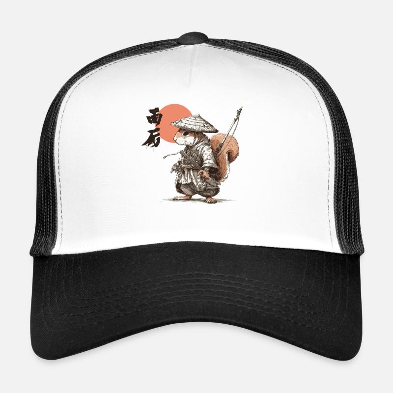 Écureuil Samouraï sous le Soleil Rouge Casquette trucker 