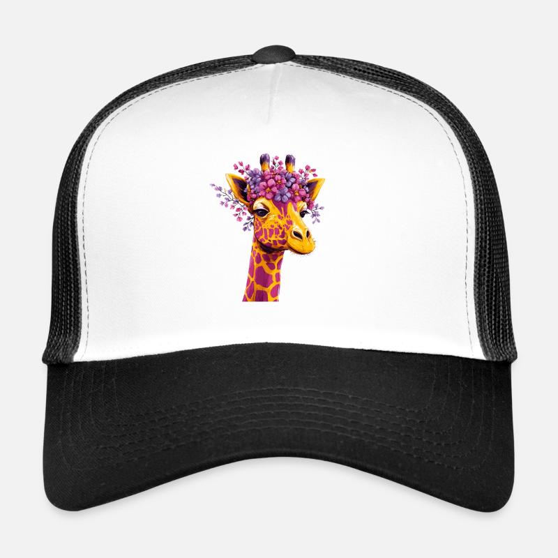 Explosion de couleurs de la couronne de fleurs de girafe Casquette trucker 