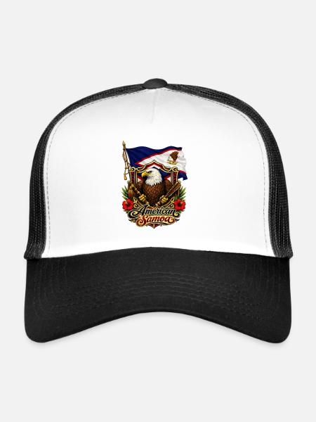 Eagle Flag of American Samoa - Trucker Cap - white/black - Front