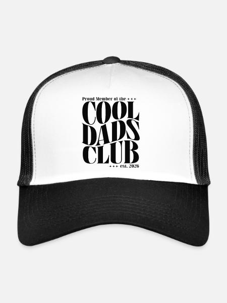 Club des papas cool - Cadeau pour futurs papas 2026 - Casquette trucker  - blanc/noir - Devant
