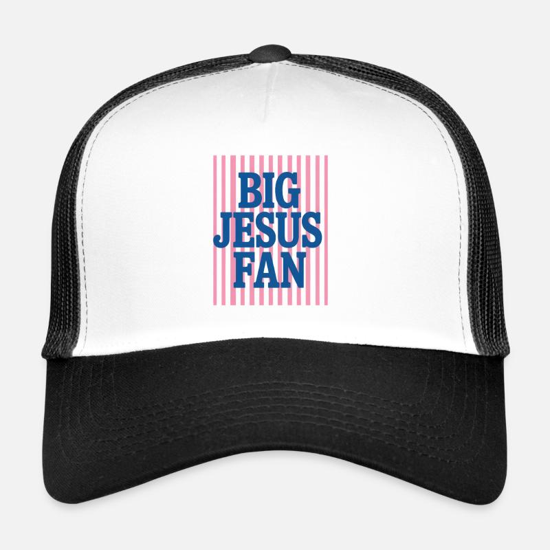 Big Jesus Fan Pink Stripes Kirche Glaube Christ Trucker Cap
