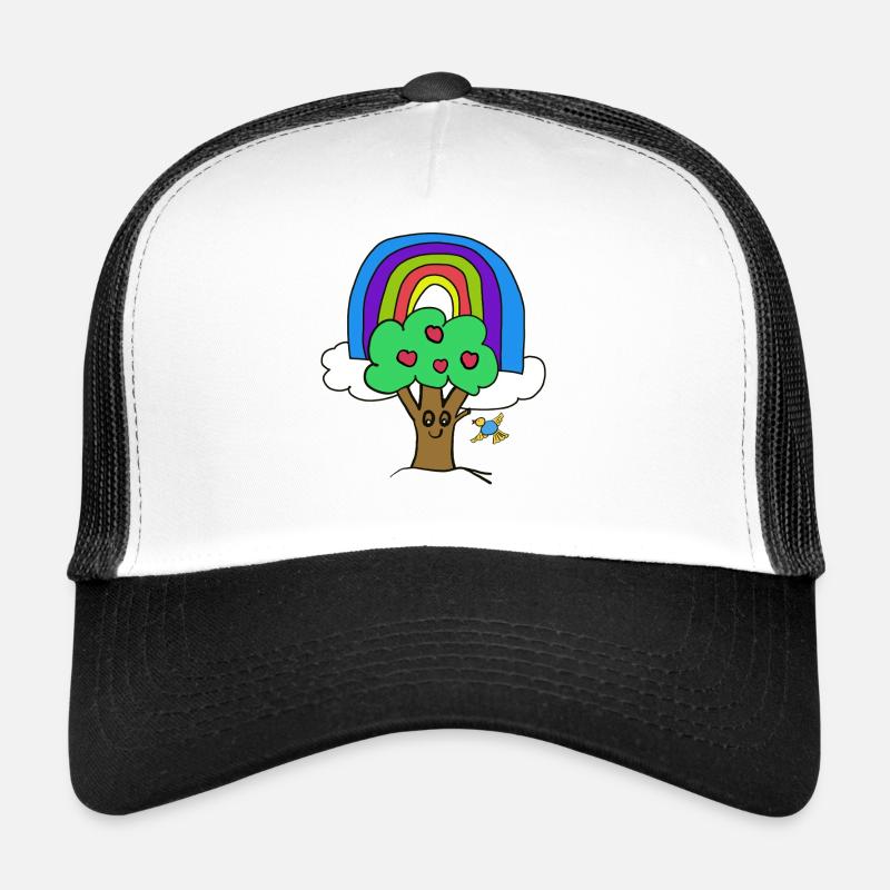 Rainbow Apple Tree Bird Kids Trucker Cap