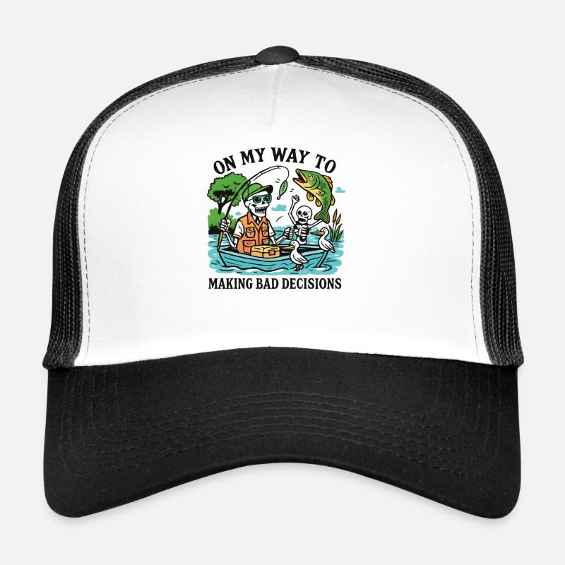 Humour de pêche en route vers de mauvaises décisions Casquette trucker 