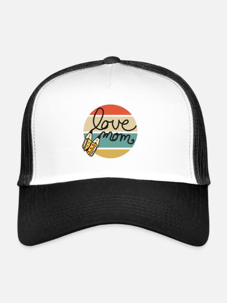 Avec amour maman - Casquette trucker  - blanc/noir - Devant
