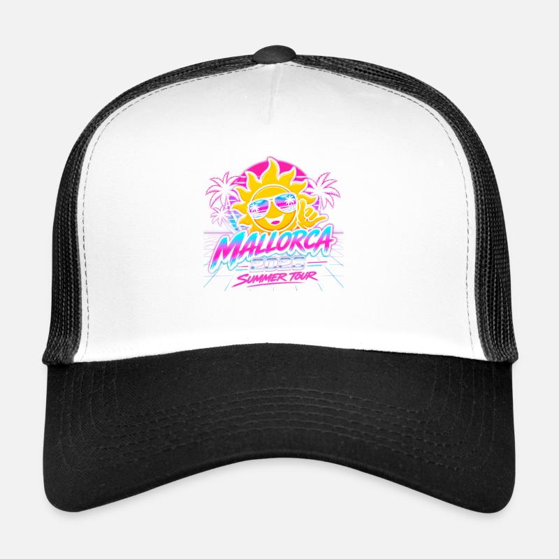 Mallorca Retro Neon Sun Picture Trucker Cap
