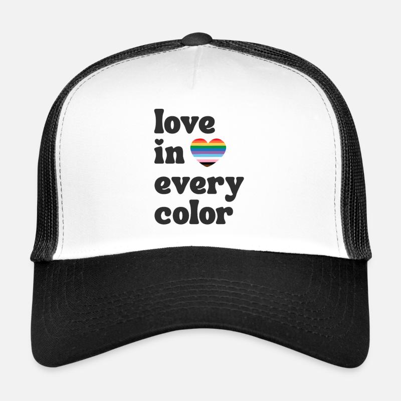 Love in every Color Pride LGBTQIA Regenbogen Herz - Trucker Cap - Weiß/Schwarz