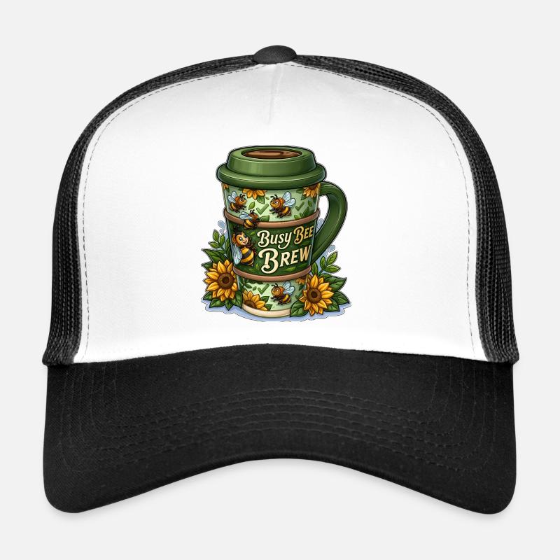 Busy Bee Brew Coffee Cup avec tournesols Casquette trucker 