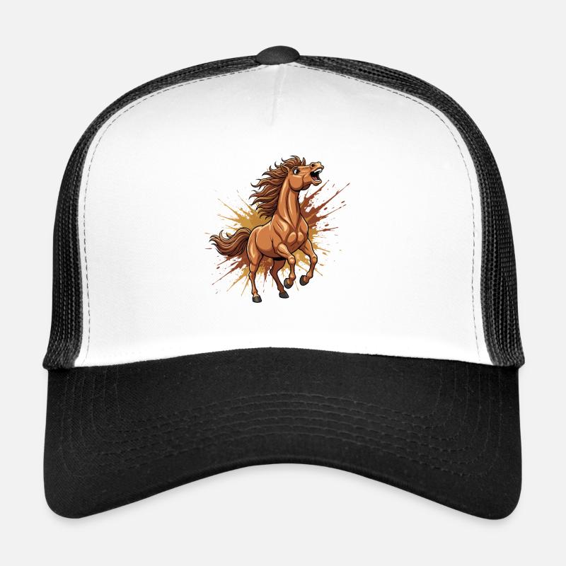 Cheval sauvage dans un flot de couleurs Casquette trucker 