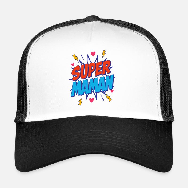 Super Maman - Casquette trucker  - blanc/noir