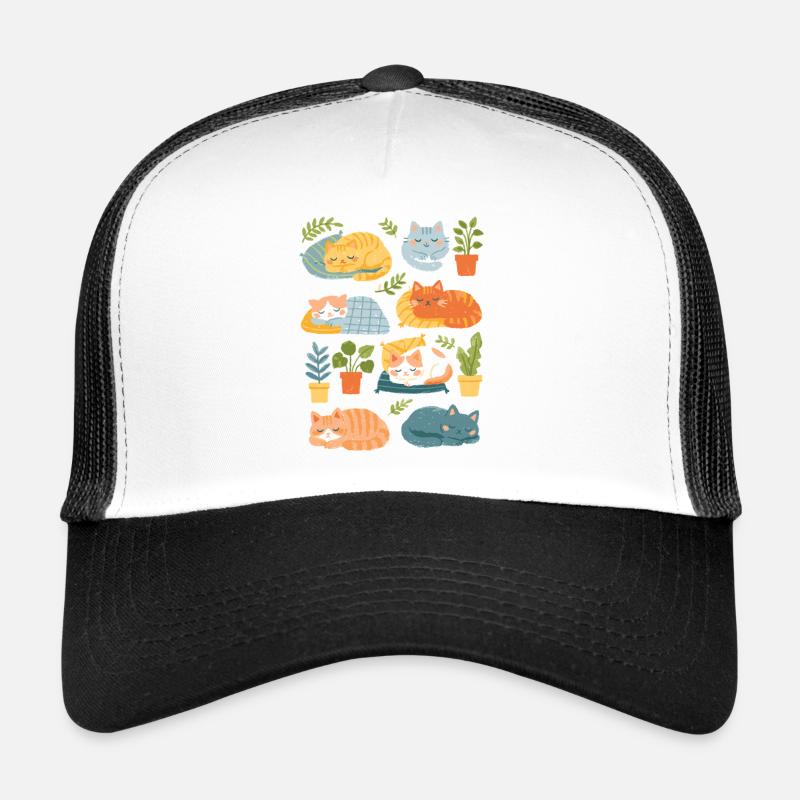 Chats et plantes d’intérieur endormis Casquette trucker 