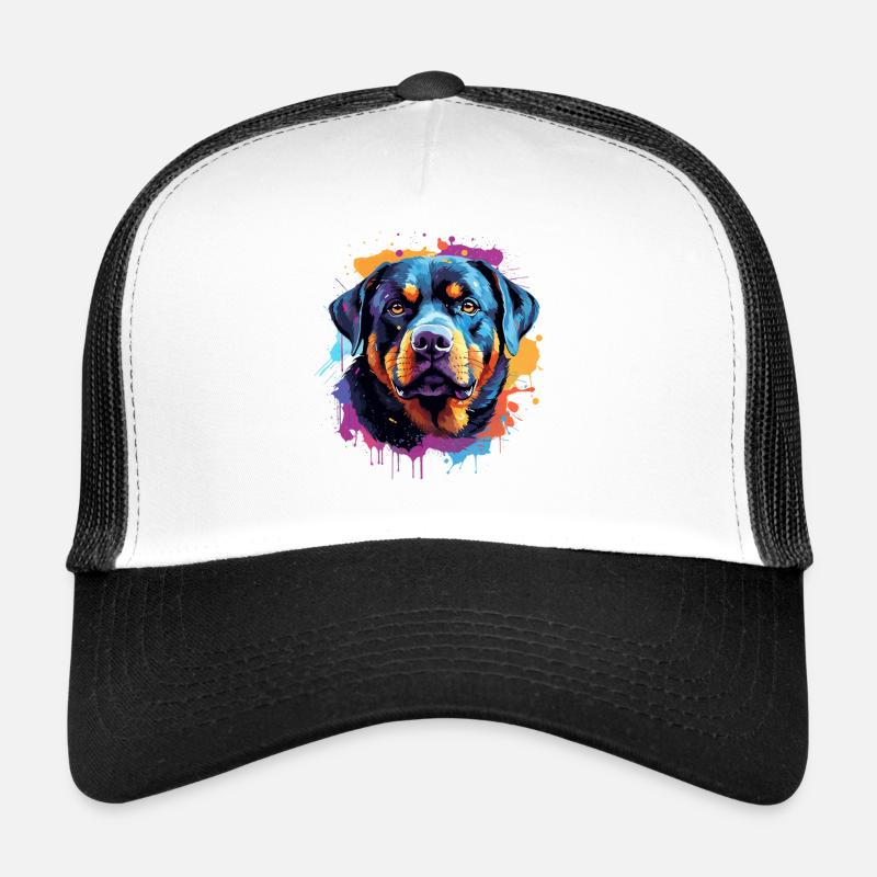 Farbenfrohes Splash-Rottweiler-Porträt Trucker Cap