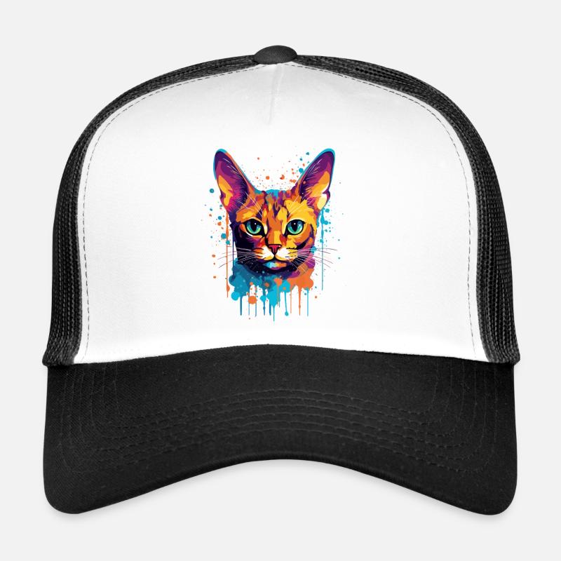 Bunte Splash-Kunst Abessinianisches Katzengesicht Trucker Cap