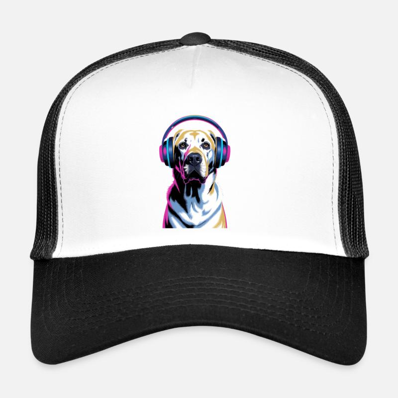 Labrador with headphones Trucker Cap