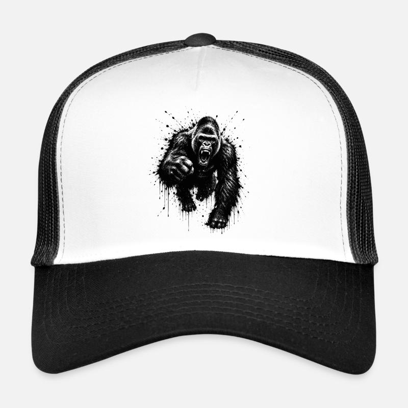 Dunkler Gorilla Sprühdruck Trucker Cap