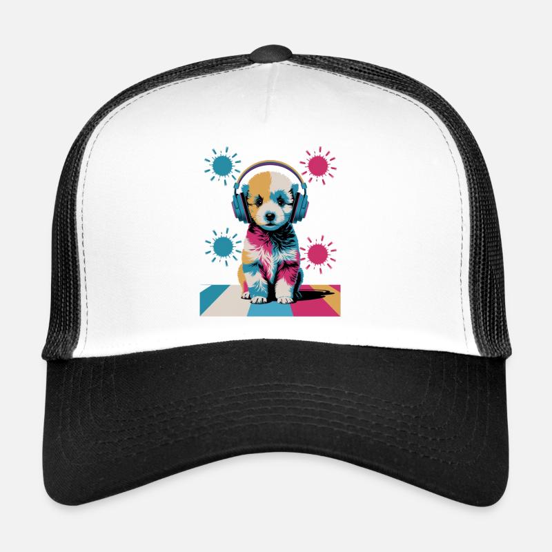 Chiot caniche avec un casque Casquette trucker 