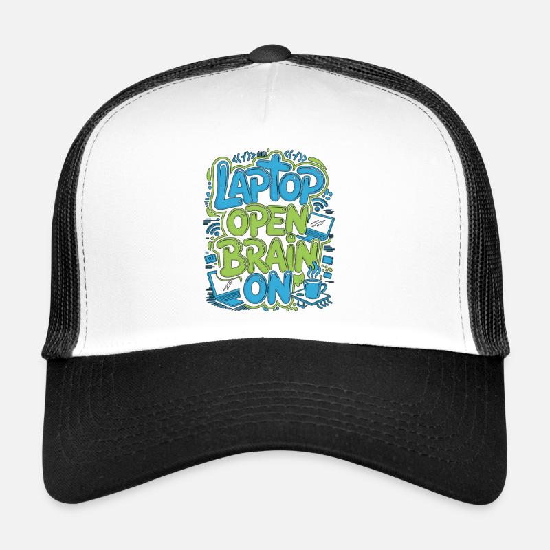 Remote Developer Laptop Open Brain On Remote Coder Trucker Cap