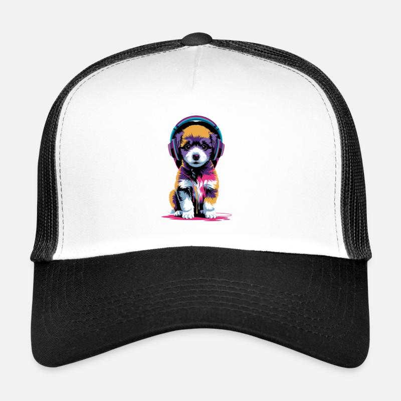 Chiot caniche avec un casque Casquette trucker 
