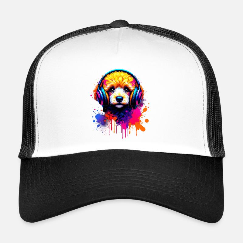 Chiot caniche avec un casque Casquette trucker 